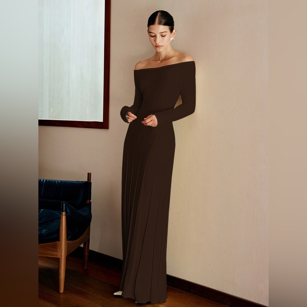 COMMENSE Off Shoulder Pleated Sweater Dress - size Large